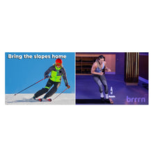 Load image into Gallery viewer, Bring the slopes home. A side-by-side comparison of someone skiing and someone sliding on the Brrrn Board.
